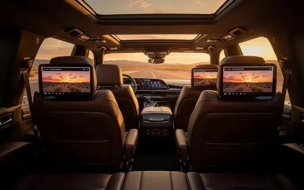 Cadillac Escalade 2021 leather seats and cabin – rental in Dubai