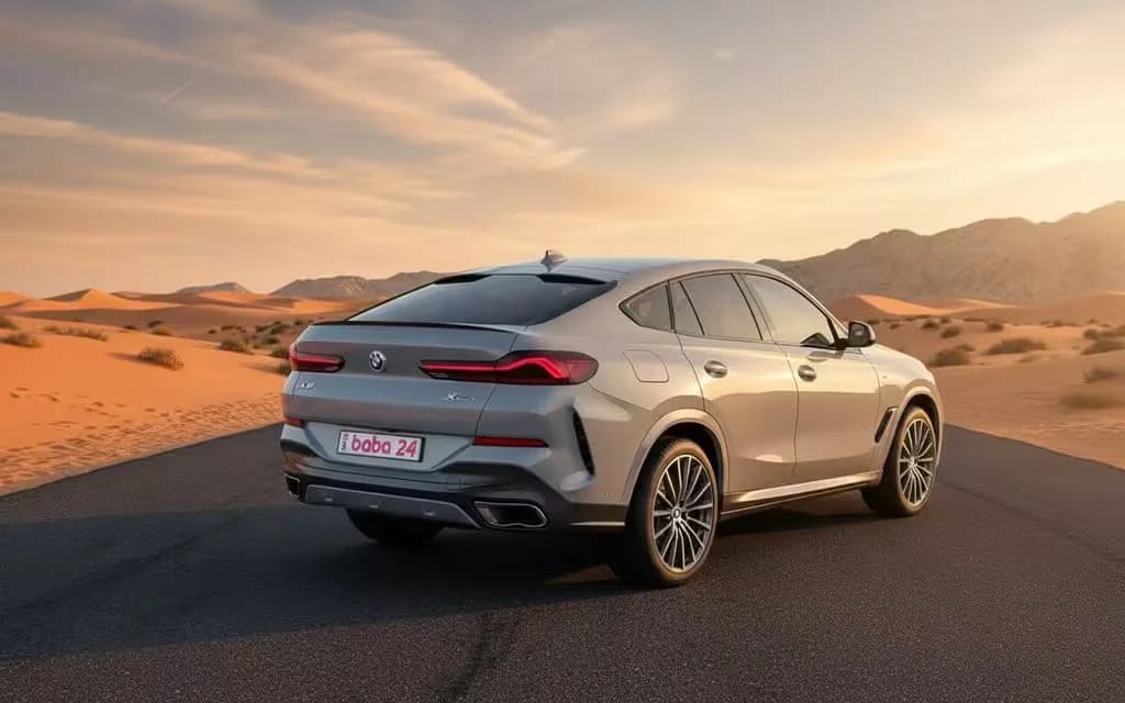 Bmw X6 2025 Silver rear view showing taillights – rental in Dubai
