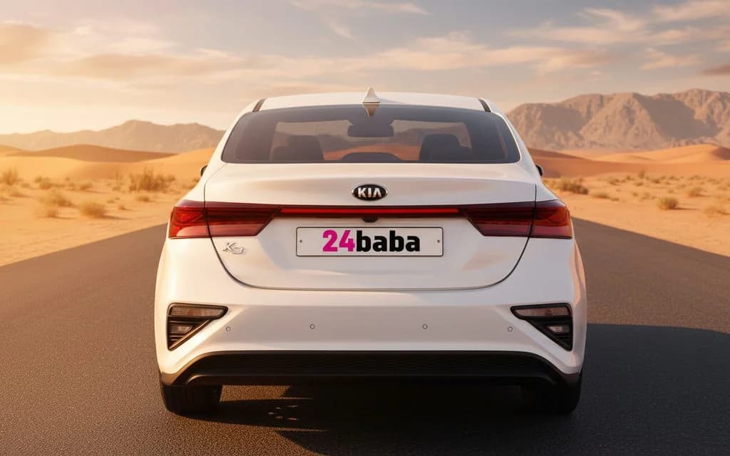 Kia K3 2020 White rear view showing taillights – rental in Dubai