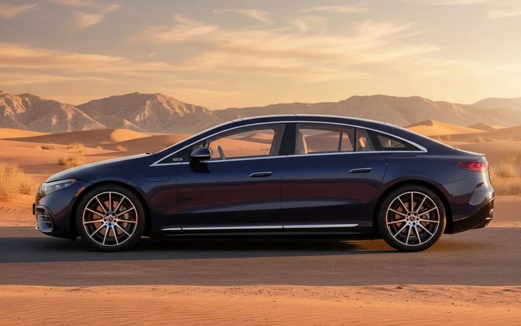 Mercedes Eqs580 2022 Blue side profile – rental in Dubai