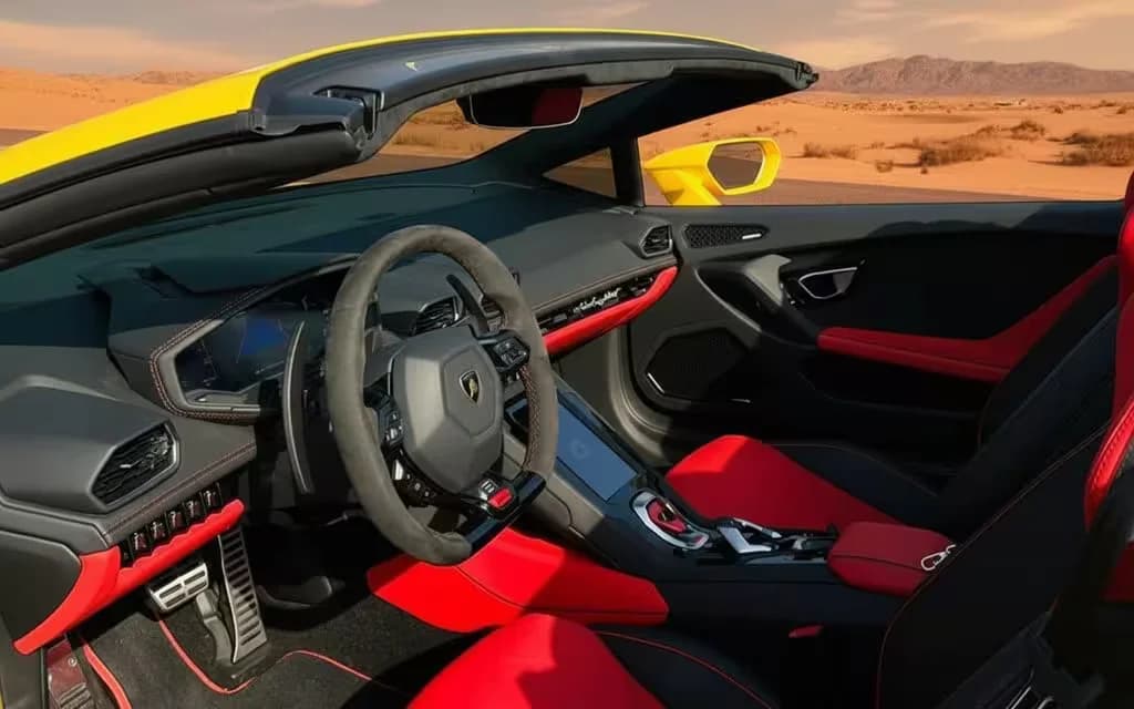 Lamborghini Huracan 2022 dashboard and infotainment – rental in Dubai