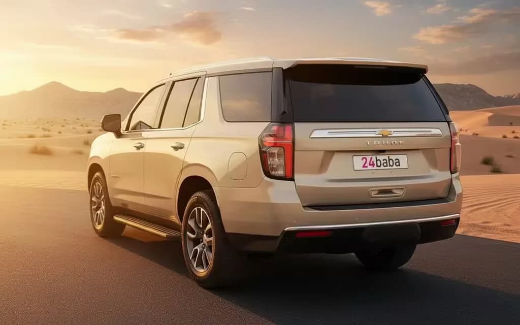 Chevrolet Tahoe 2021 Grey rear view showing taillights – rental in Dubai