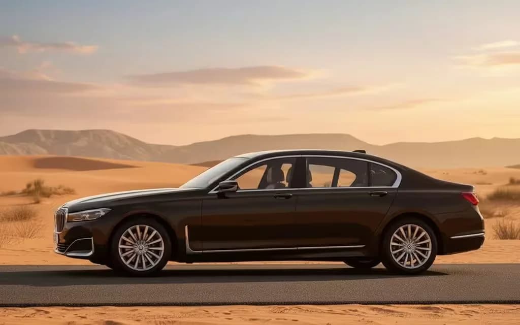 Bmw 730 2021 Black side profile – rental in Dubai