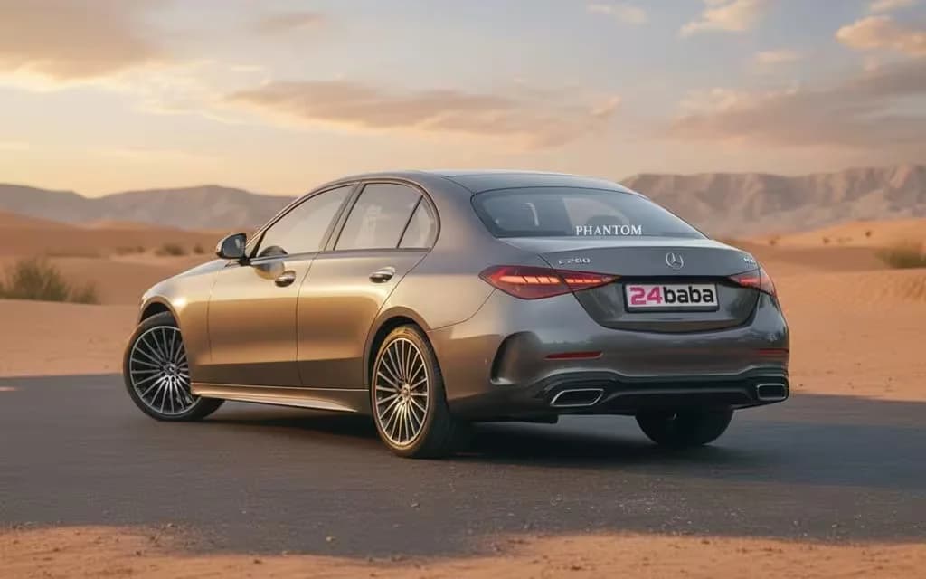 Mercedes C200 2024 Grey rear view showing taillights