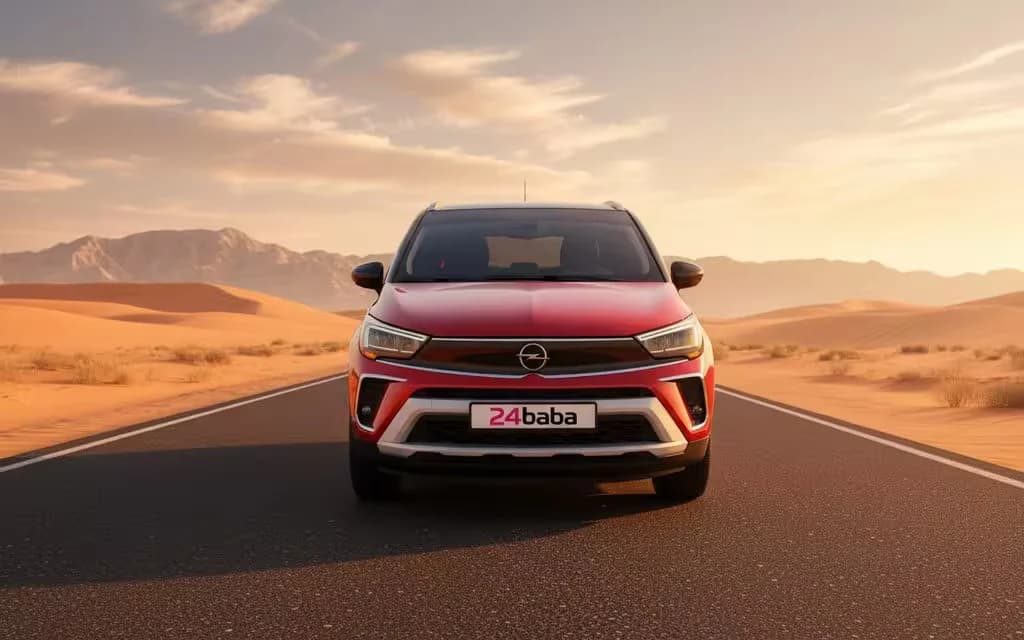 Opel Crossland 2023 Red front view with headlights – rental in Dubai