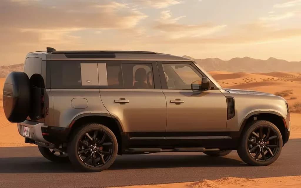 LandRover Defender 2022 Brown side profile – rental in Dubai