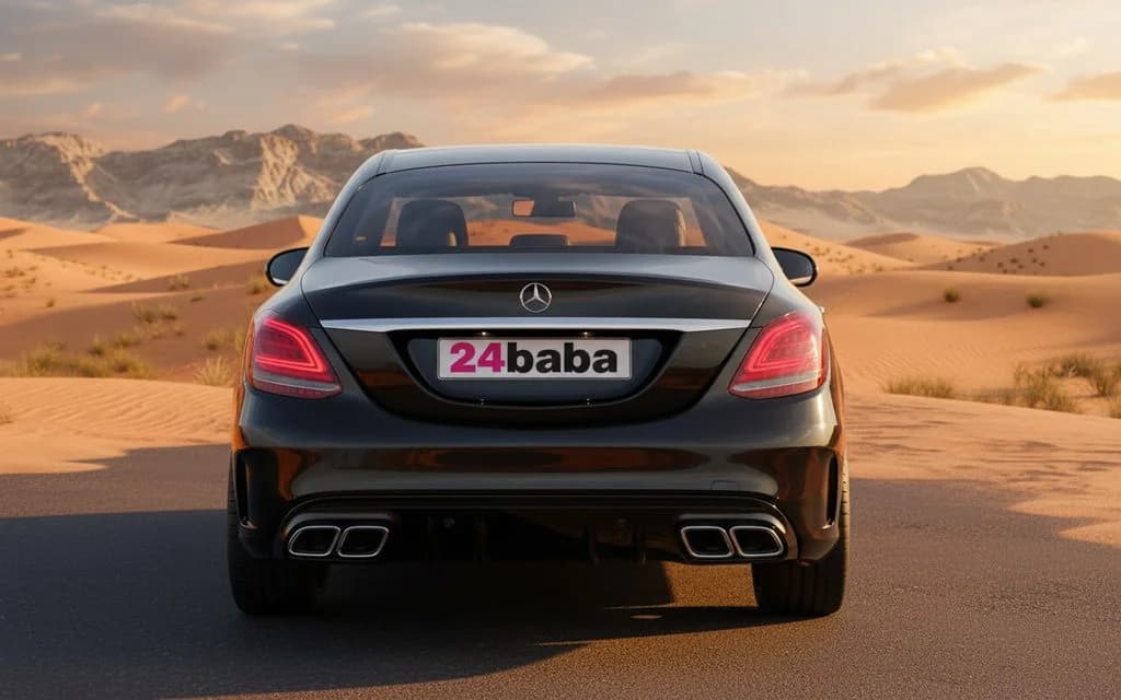 Mercedes C300 2021 Black rear view showing taillights