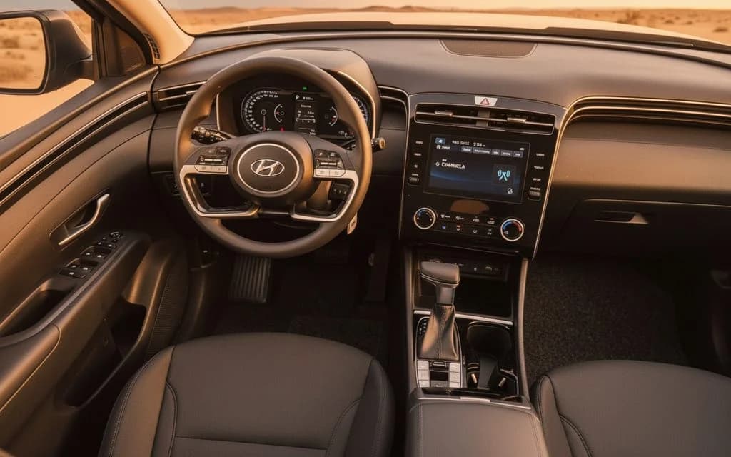 Hyundai Tucson 2024 interior view showing trim – rental in Dubai