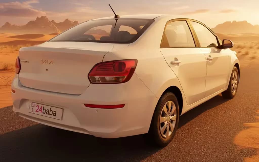 Kia Pegas 2022 White rear view showing taillights