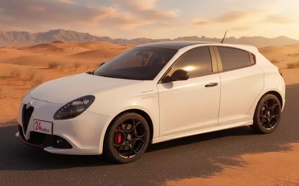 AlfaRomeo Giulietta 2020 White front view with headlights – rental in Dubai