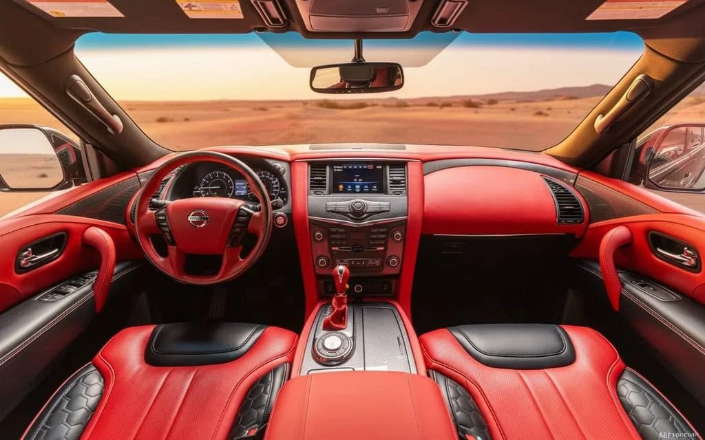 Nissan Patrol 2025 interior view showing trim – rental in Dubai