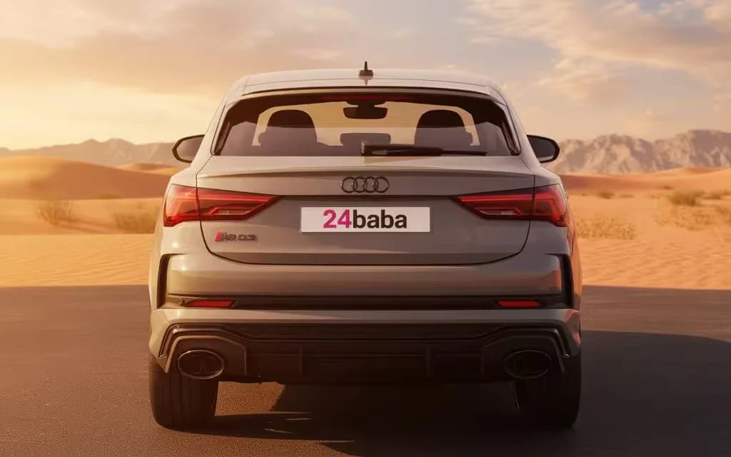 Audi RsQ3 2021 Grey rear view showing taillights – rental in Dubai