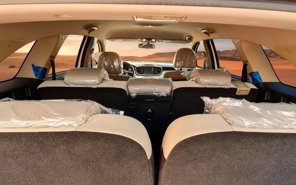 Kia Sorento 2022 leather seats and cabin – rental in Dubai