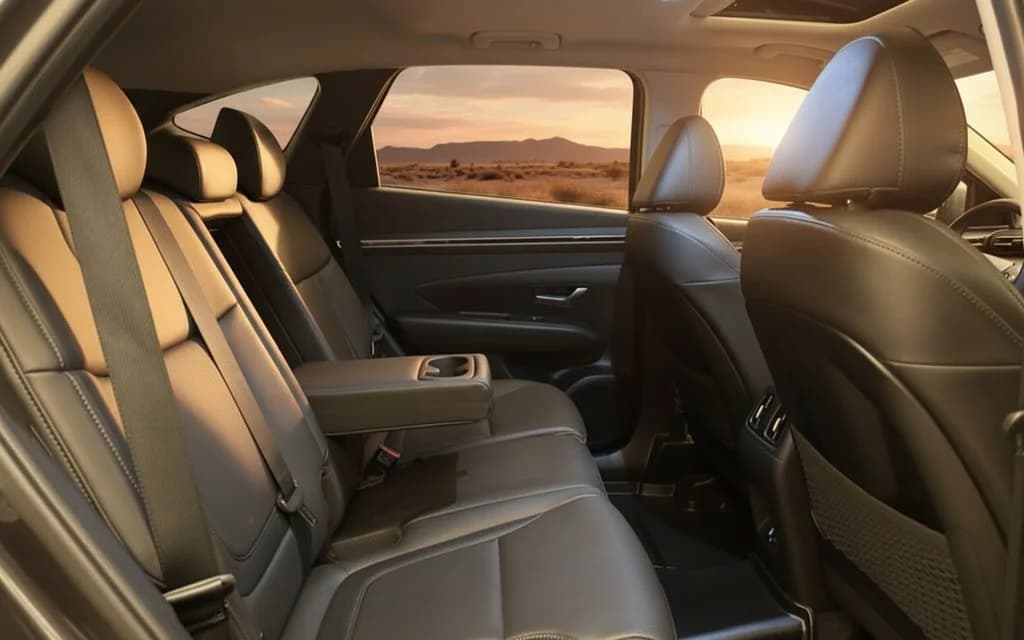 Hyundai Tucson 2024 leather seats and cabin – rental in Dubai