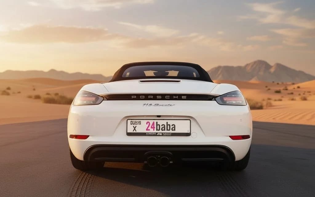 Porsche Boxster 2024 White rear view showing taillights
