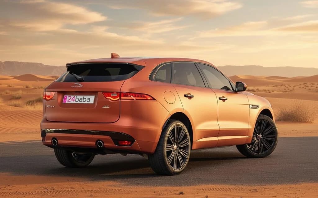 Jaguar E Pace 2020 Orange parked outdoor scene – rental in Dubai