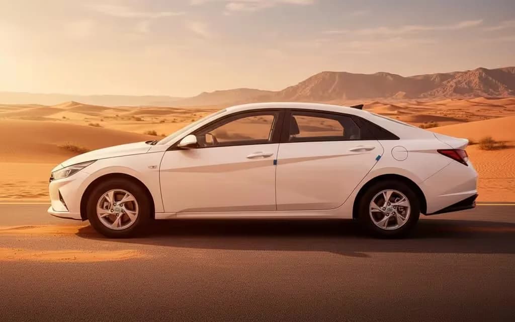 Hyundai Elantra 2022 White side profile – rental in Dubai