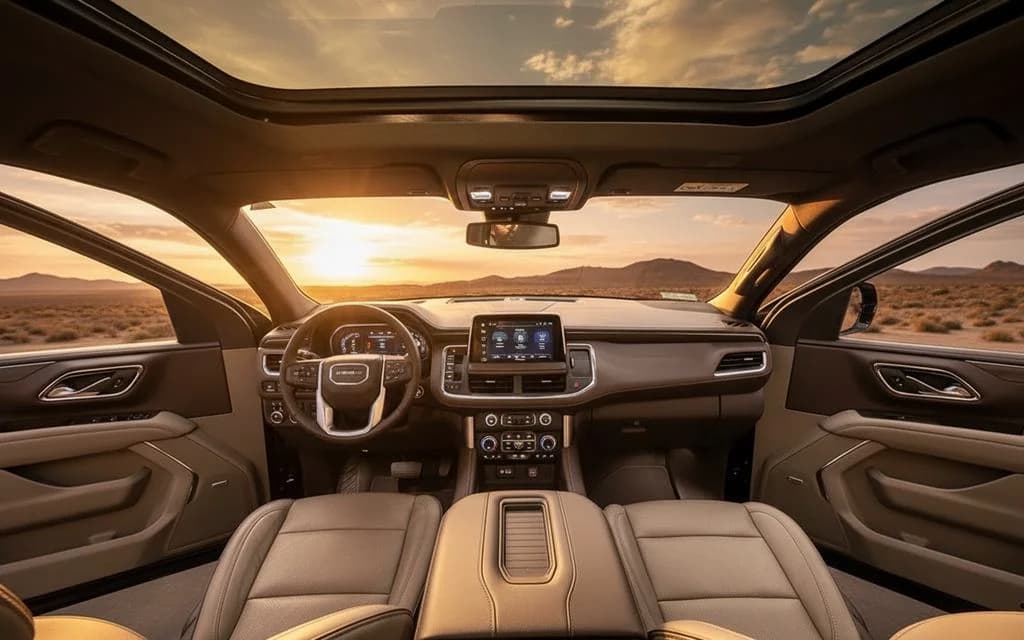 Gmc Yukon 2023 interior view showing trim – rental in Dubai