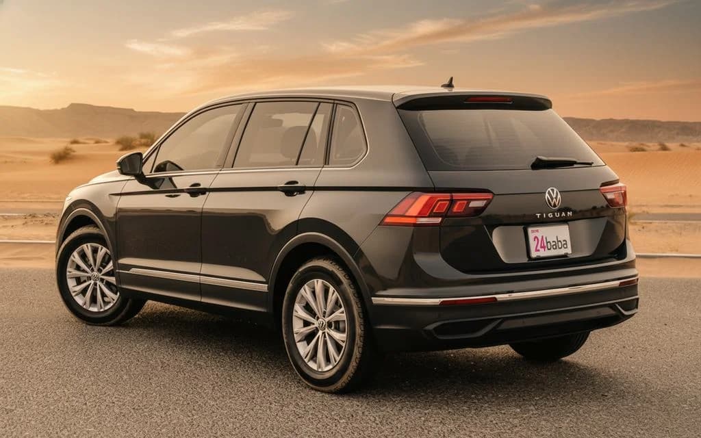 Volkswagen Tiguan 2025 Grey rear view showing taillights – rental in Dubai