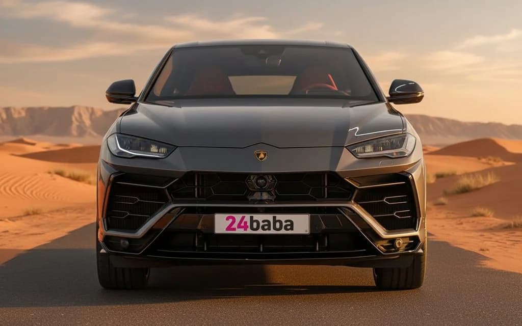 Lamborghini Urus 2022 Grey front view with headlights – rental in Dubai