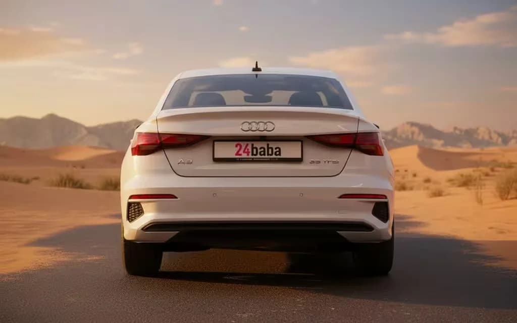 Audi A3 2023 White rear view showing taillights