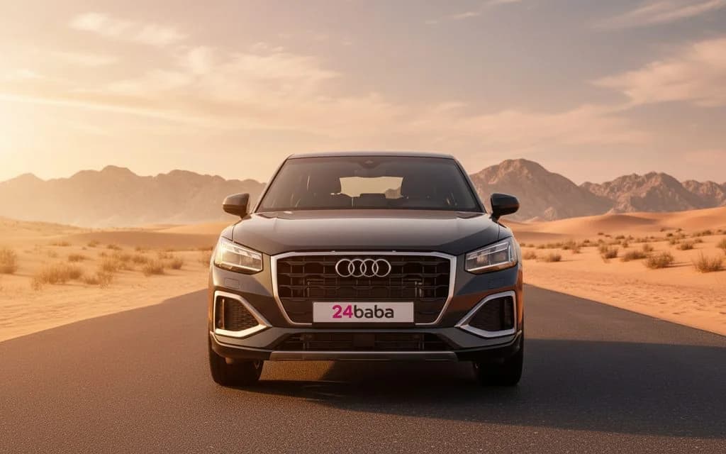 Audi Q2 2024 Black front view with headlights