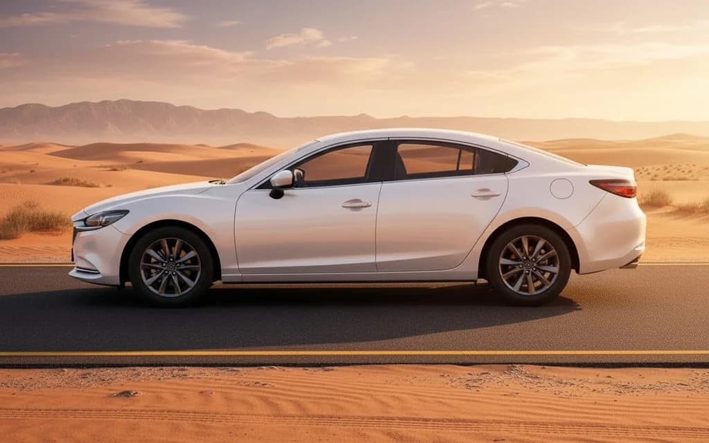 Mazda 6 2023 White side profile – rental in Dubai