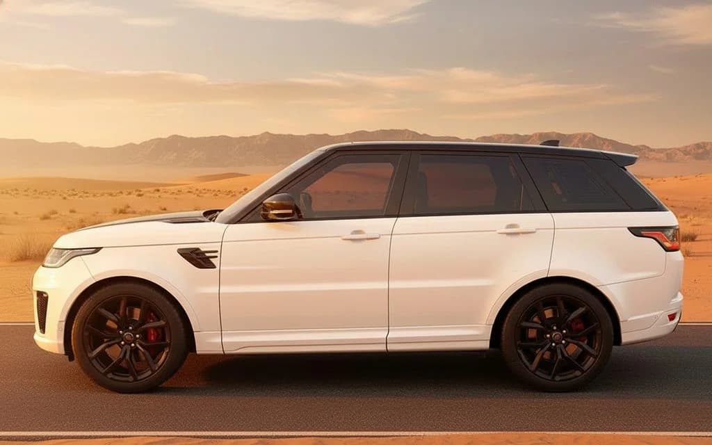 LandRover RangeRoverSvr 2022 White side profile – rental in Dubai
