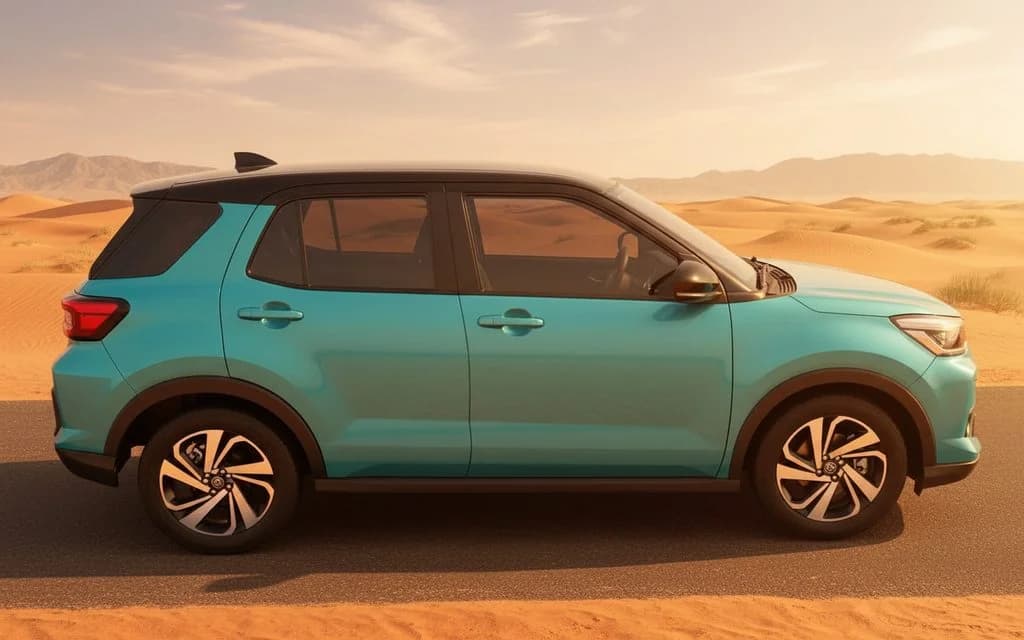 Toyota Raize 2023 Blue side profile – rental in Dubai