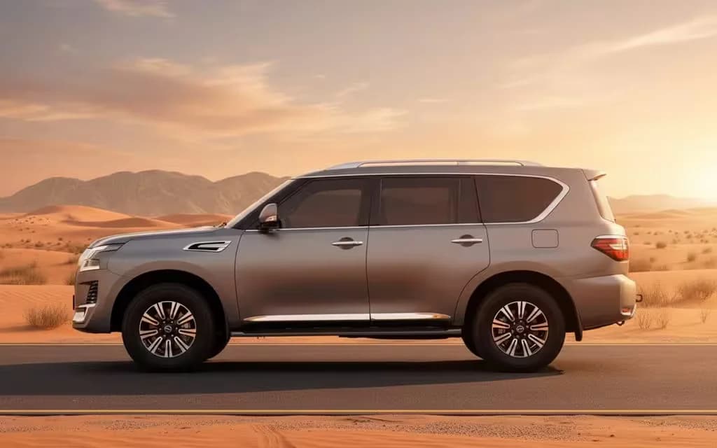 Nissan Patrol 2024 Grey side profile – rental in Dubai