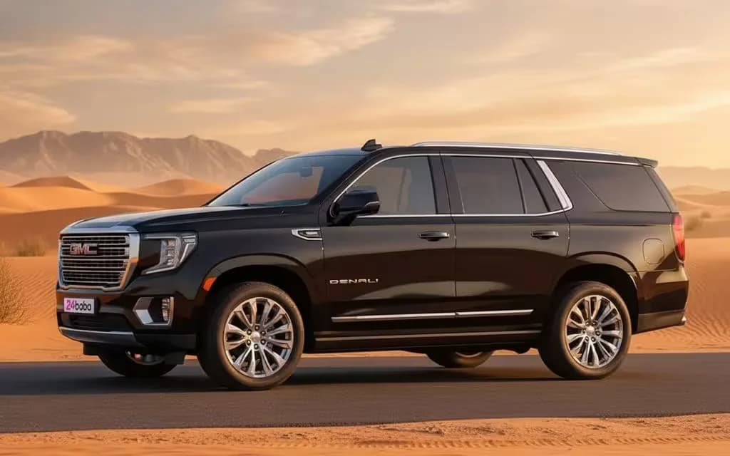 Gmc Yukon 2023 Black side profile – rental in Dubai