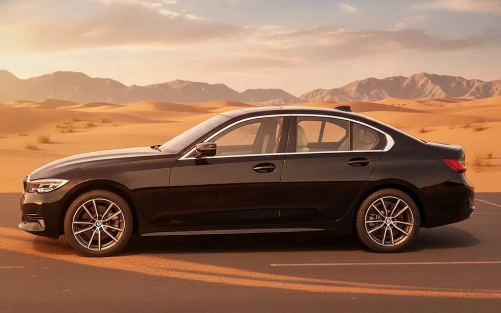 Bmw 330 2021 Black side profile – rental in Dubai