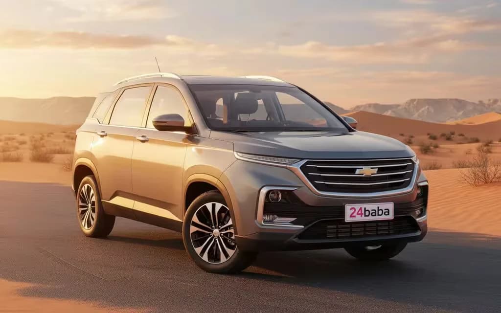 Chevrolet Captiva 2023 Silver front view with headlights – rental in Dubai