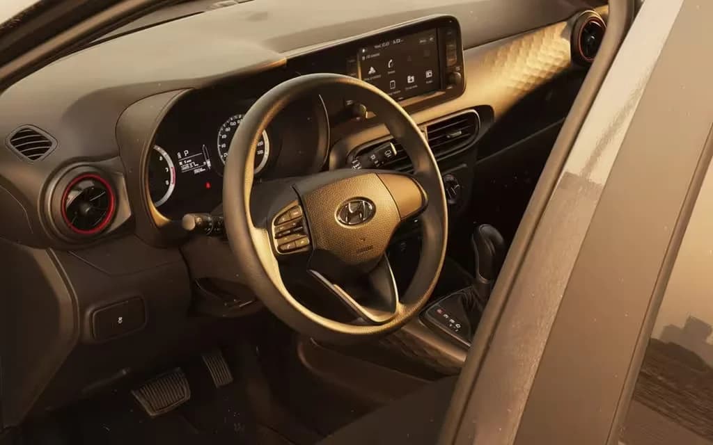 Hyundai GrandI10 2023 interior view showing trim – rental in Dubai
