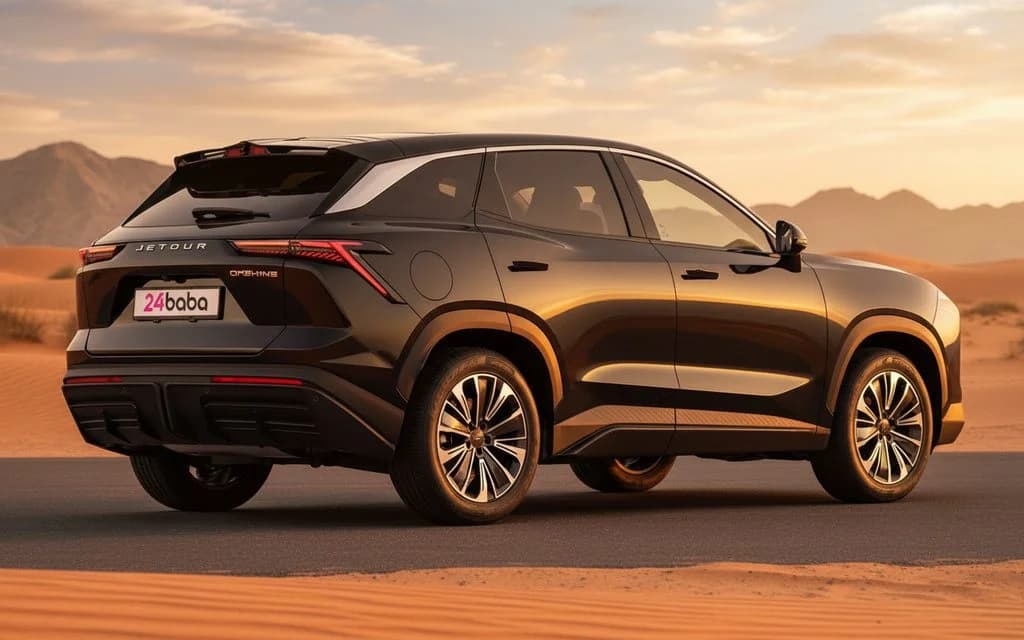 Jetour Dashing 2024 Black rear view showing taillights – rental in Dubai