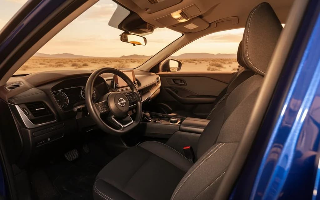 Nissan Rogue 2023 leather seats and cabin – rental in Dubai