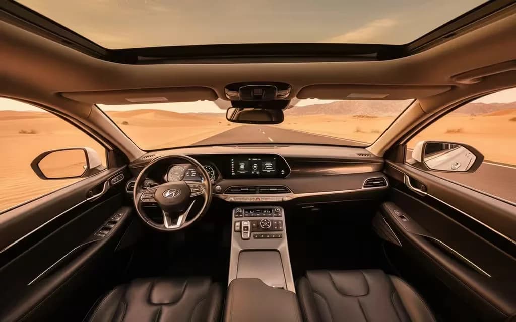Hyundai Palisade 2021 dashboard and infotainment – rental in Dubai