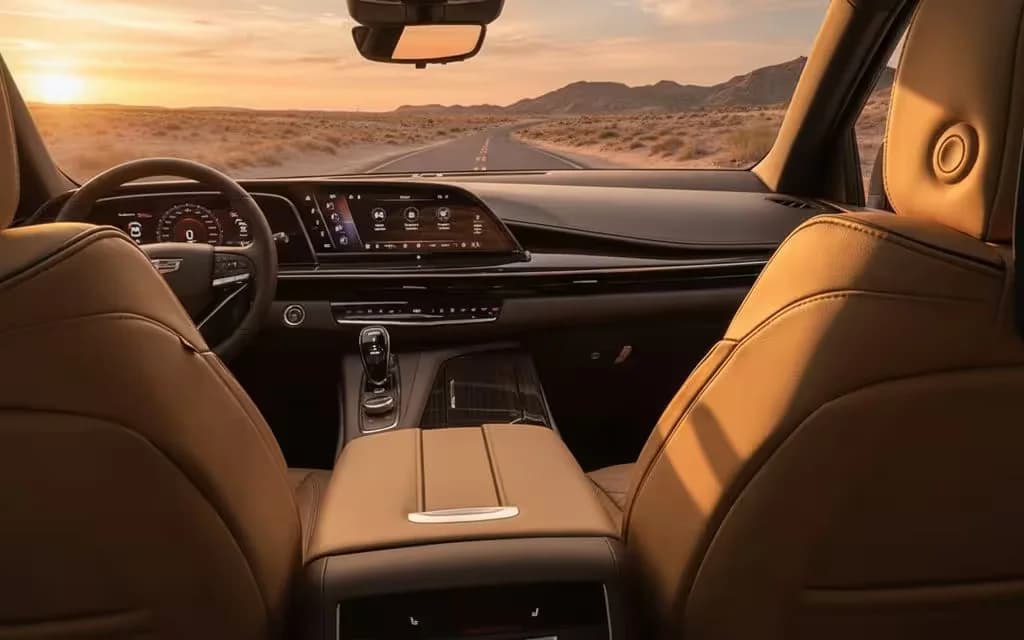 Cadillac Escalade 2024 interior view showing trim – rental in Dubai