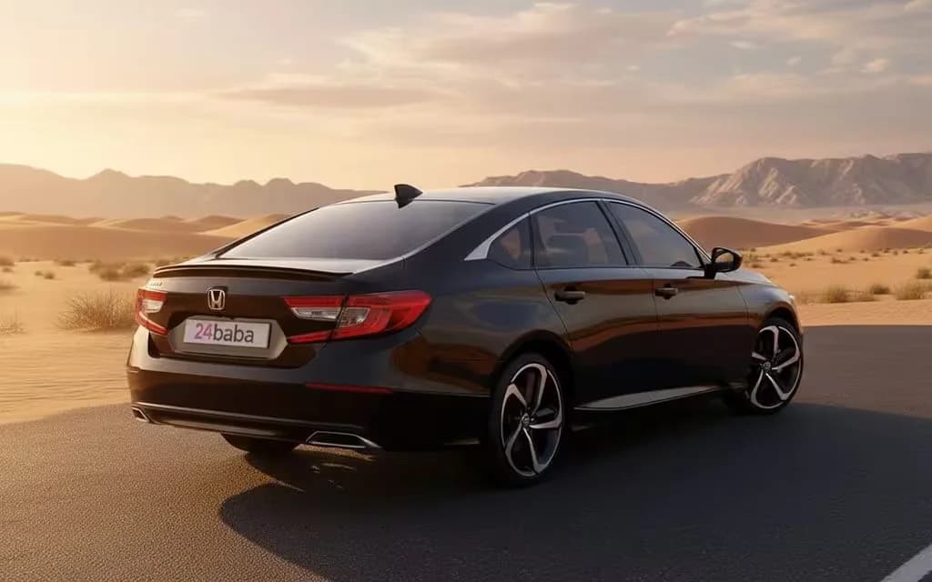 Honda Accord 2023 Black rear view showing taillights – rental in Dubai
