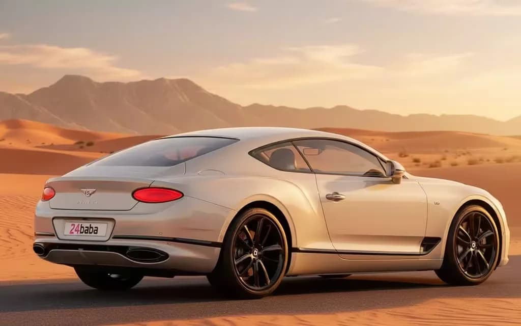 Luxury car rental in Dubai with skyline background