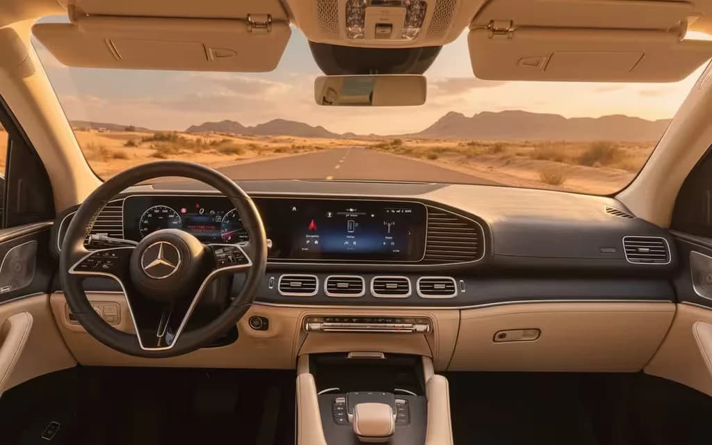 Mercedes Gle350 2024 interior view showing trim – rental in Dubai
