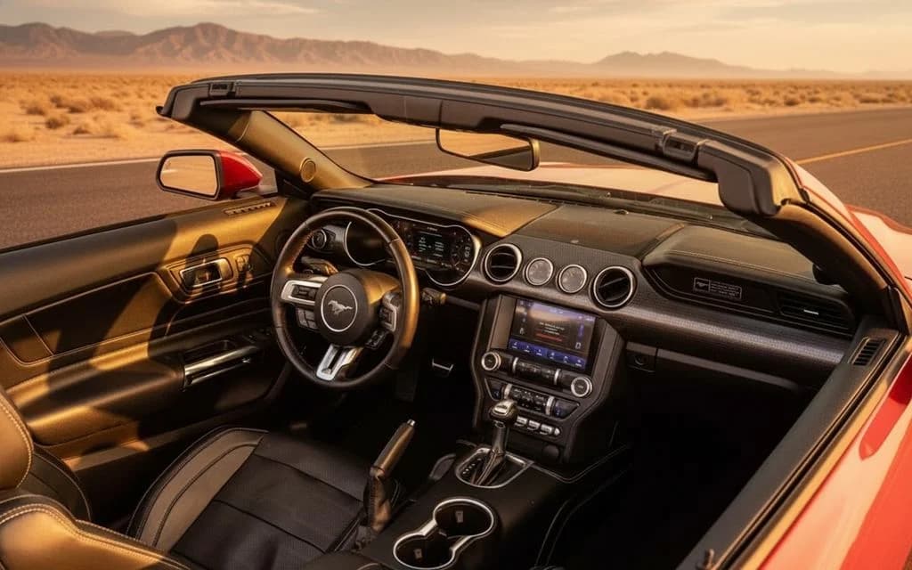 Ford Mustang 2022 interior view showing trim – rental in Dubai