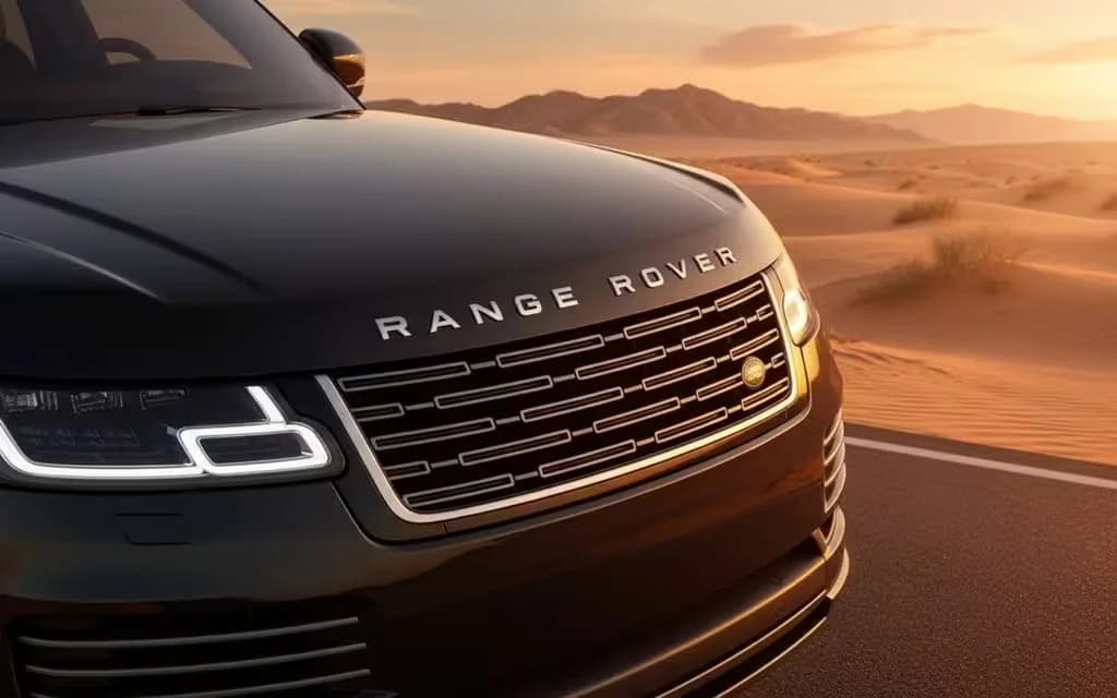 LandRover RangeRover 2023 Black front view with headlights – rental in Dubai
