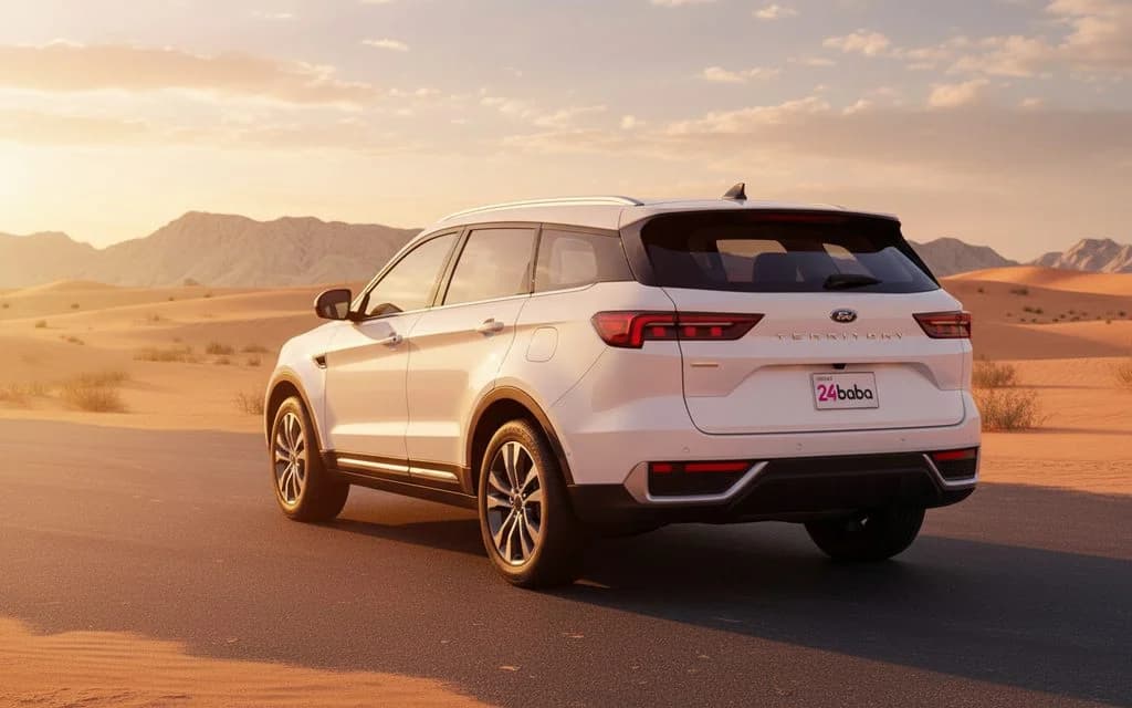 Ford Territory 2025 White rear view showing taillights