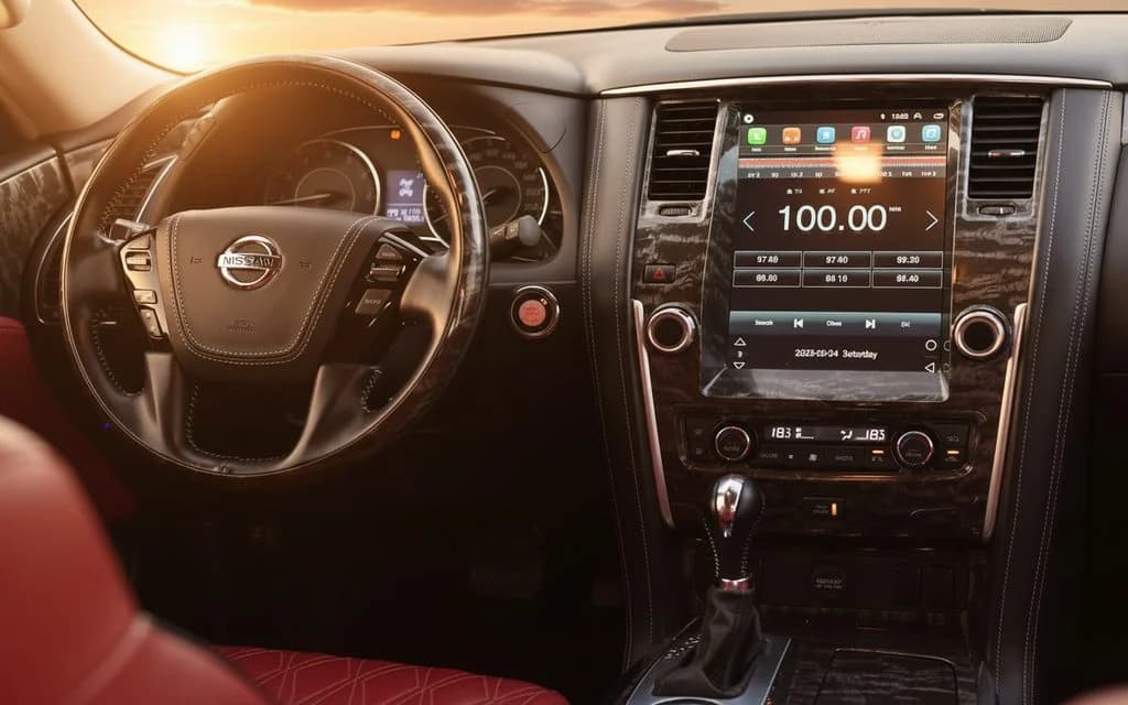 Nissan Patrol 2021 dashboard and infotainment – rental in Dubai