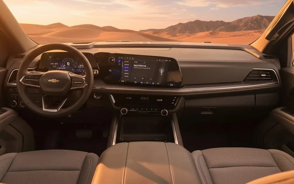 Chevrolet Tahoe 2026 interior view showing trim – rental in Dubai