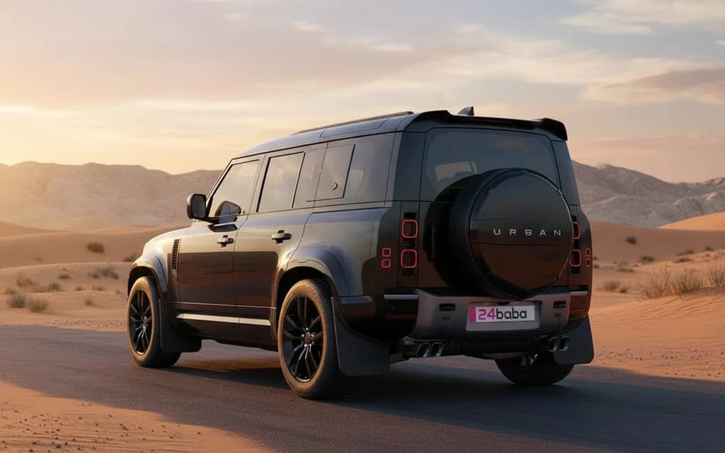 LandRover Defender 2025 Black rear view showing taillights