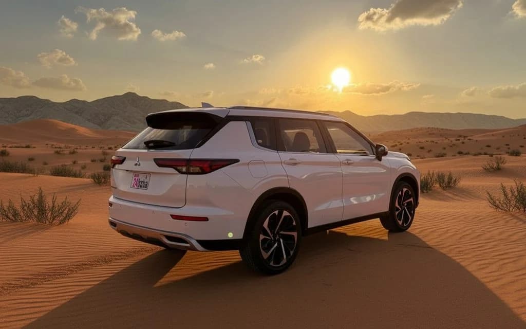 Mitsubishi Outlander 2024 White rear view showing taillights