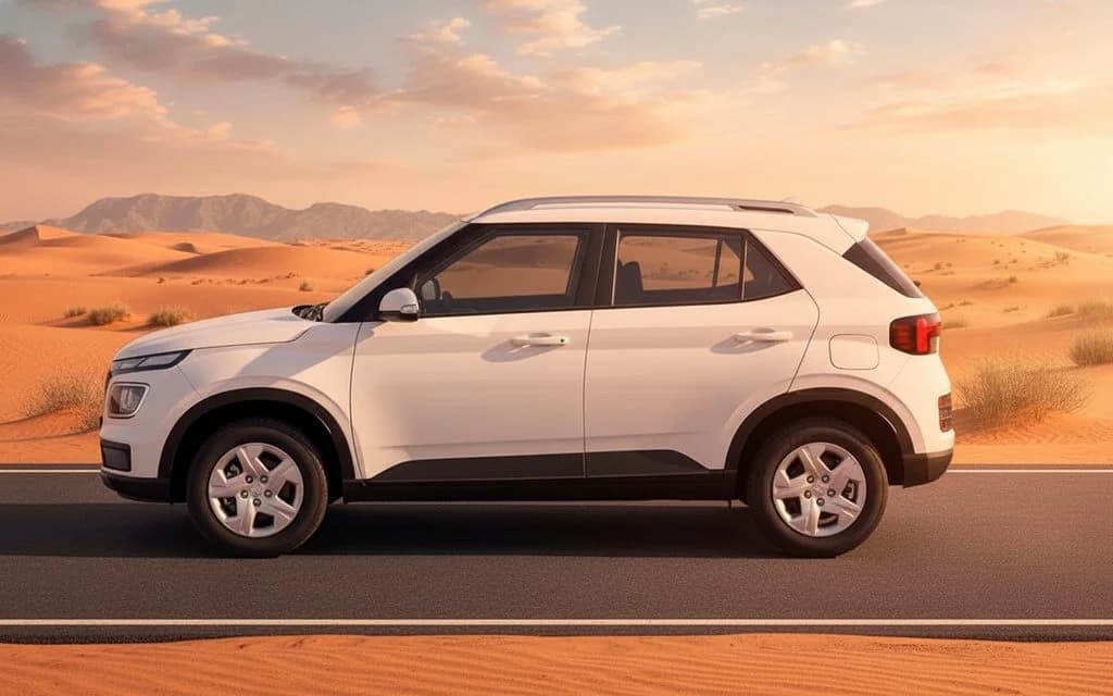 Hyundai Venue 2024 White side profile – rental in Dubai