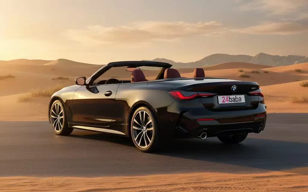 Bmw 420 2025 Black rear view showing taillights – rental in Dubai